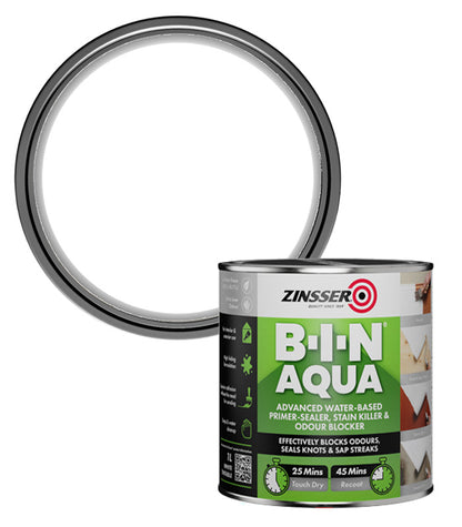 Zinsser BIN Aqua Primer Sealer - Stain Killer Paint - White - 1L