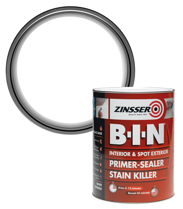 Zinsser BIN Primer Sealer - Stain Killer Paint - White - 1L
