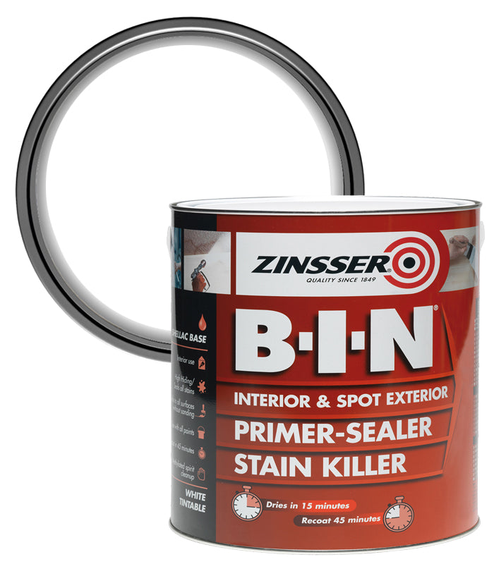 Zinsser BIN Primer Sealer - Stain Killer Paint - White - 2.5L