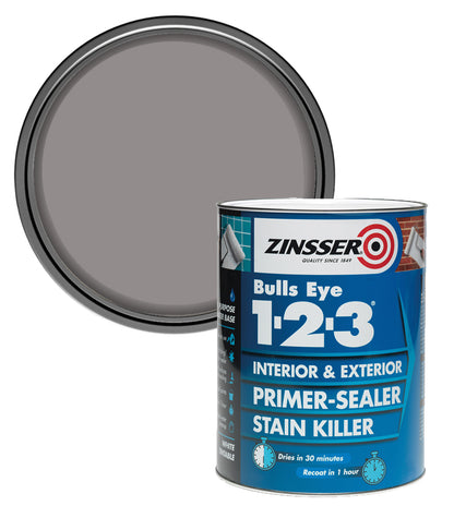 Zinsser Bulls Eye 1-2-3 - Primer-sealer - Stain Killer - 1 Litre - Grey