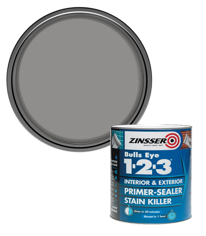 Zinsser Bulls Eye 1-2-3 - Primer-sealer - Stain Killer - 500ml - Grey
