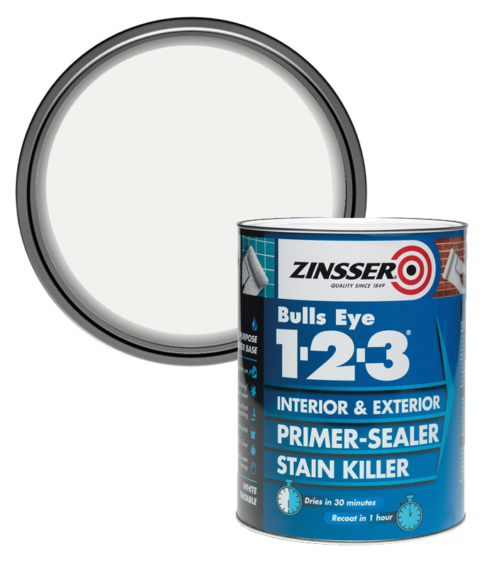 Zinsser Bulls Eye 1-2-3 - Primer-sealer - Stain Killer - 1 Litre - White