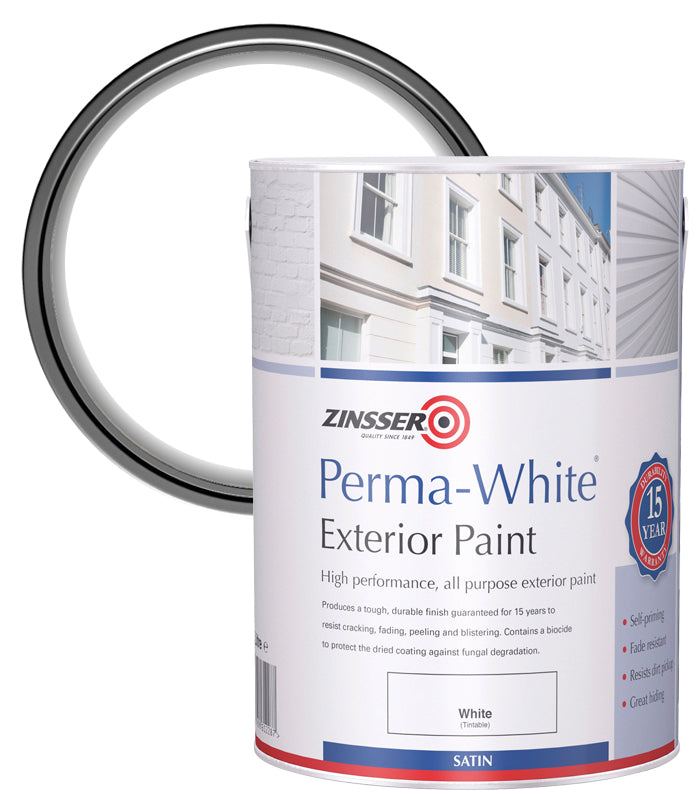 Zinsser Perma White Exterior Paint - Satin - 5L